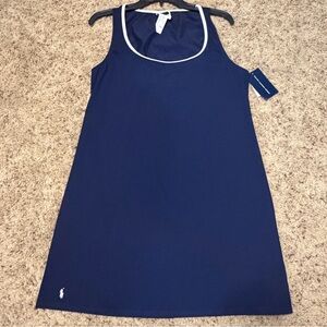 Ralph Lauren Sport Navy & White Nylon Stretch Sleeveless Tank Dress Cover Up M